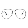 Mens Metal Rim Oversize Officer Clear Lens Eye Glasses