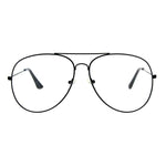 Mens Metal Rim Oversize Officer Clear Lens Eye Glasses