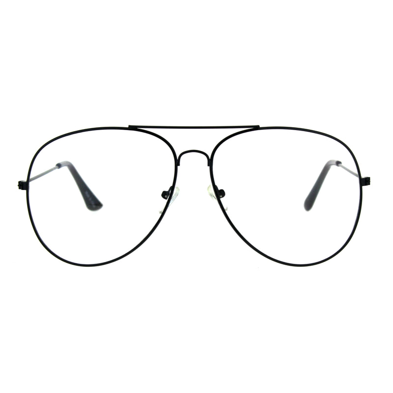 Mens Metal Rim Oversize Officer Clear Lens Eye Glasses