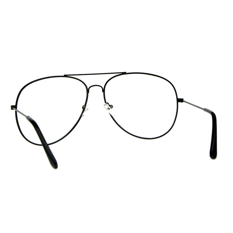Mens Metal Rim Oversize Officer Clear Lens Eye Glasses