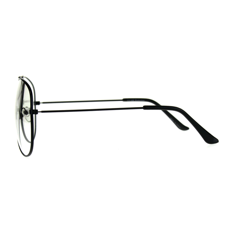 Mens Metal Rim Oversize Officer Clear Lens Eye Glasses
