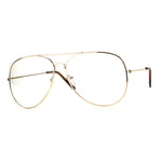 Mens Metal Rim Oversize Officer Clear Lens Eye Glasses