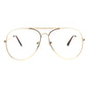 Mens Metal Rim Oversize Officer Clear Lens Eye Glasses