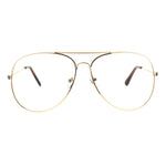 Mens Metal Rim Oversize Officer Clear Lens Eye Glasses
