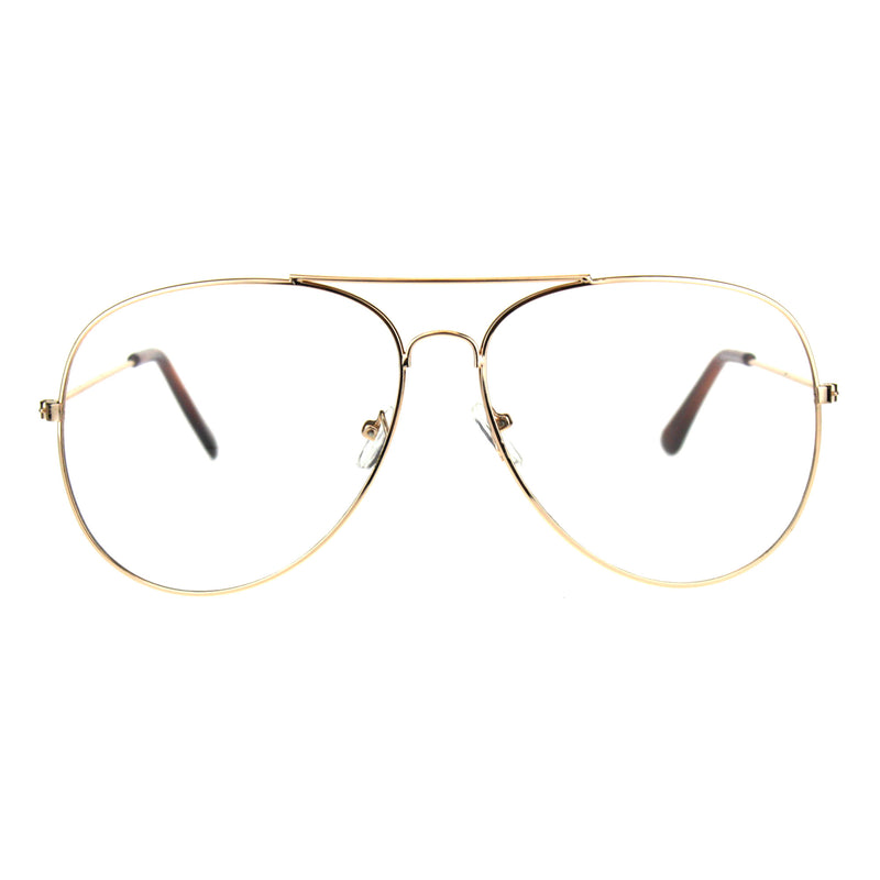 Mens Metal Rim Oversize Officer Clear Lens Eye Glasses