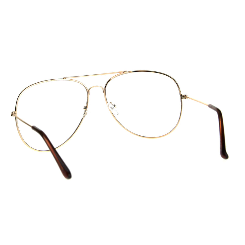 Mens Metal Rim Oversize Officer Clear Lens Eye Glasses