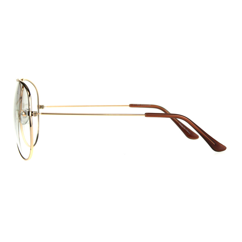 Mens Metal Rim Oversize Officer Clear Lens Eye Glasses