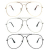 Mens Metal Rim Oversize Officer Clear Lens Eye Glasses