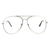 Mens Metal Rim Oversize Officer Clear Lens Eye Glasses