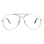 Mens Metal Rim Oversize Officer Clear Lens Eye Glasses