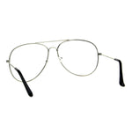 Mens Metal Rim Oversize Officer Clear Lens Eye Glasses