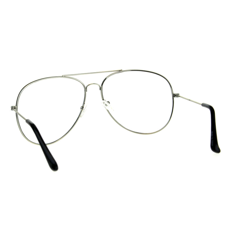 Mens Metal Rim Oversize Officer Clear Lens Eye Glasses