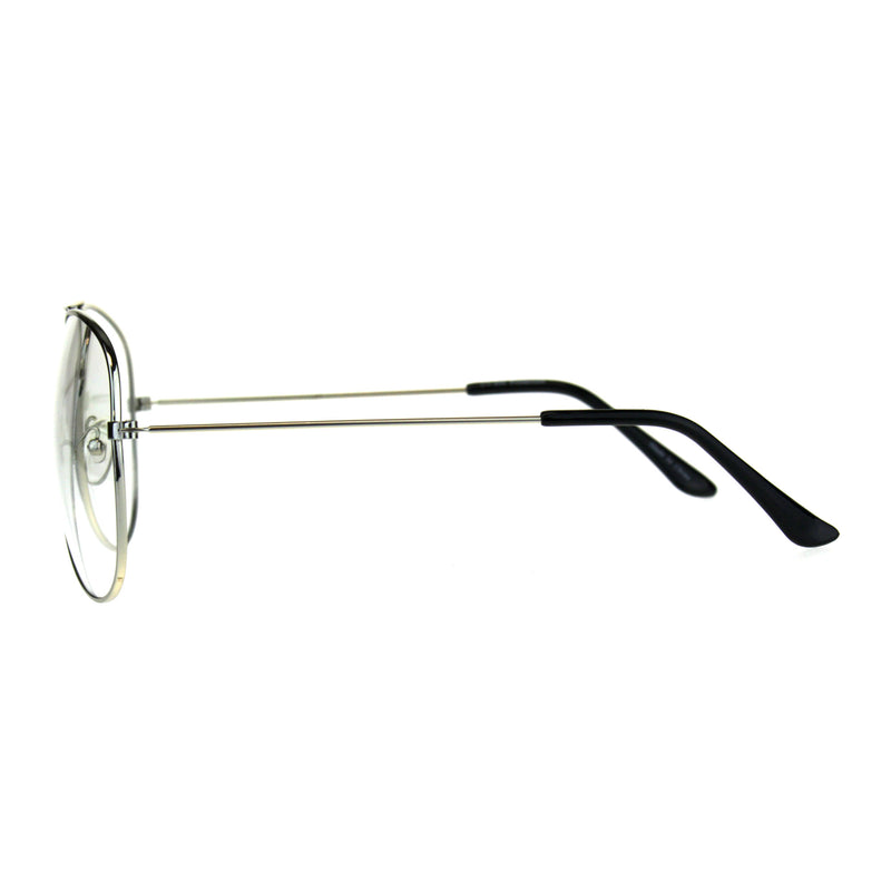 Mens Metal Rim Oversize Officer Clear Lens Eye Glasses
