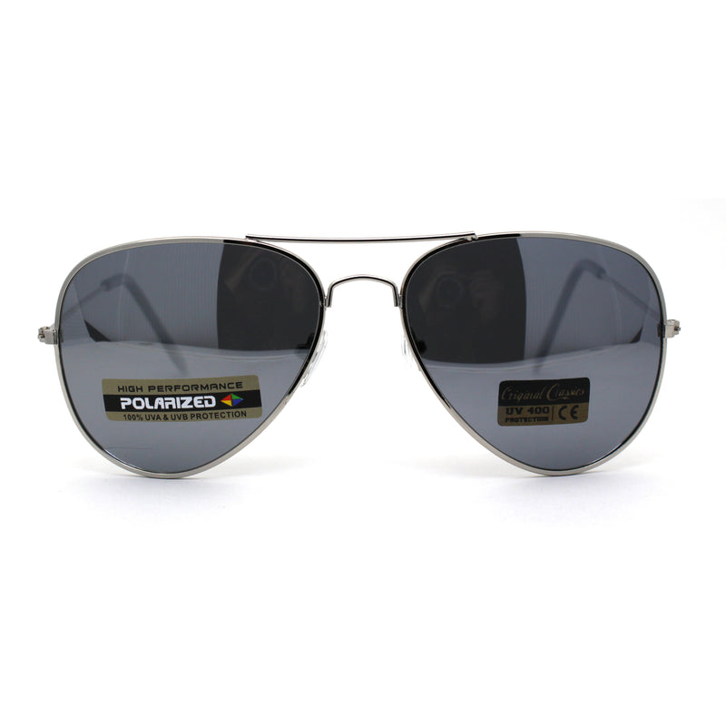 Air Force Polarized Silver Mirror Lens Police Style Cop Pilot