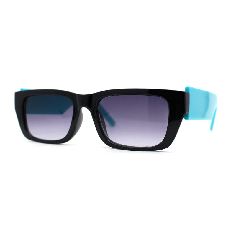 Womens Rectangle Mod Thick Arm Plastic Minimal Sunglasses