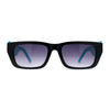 Womens Rectangle Mod Thick Arm Plastic Minimal Sunglasses