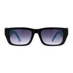 Womens Rectangle Mod Thick Arm Plastic Minimal Sunglasses
