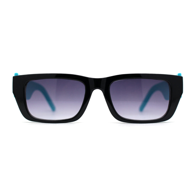 Womens Rectangle Mod Thick Arm Plastic Minimal Sunglasses