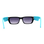 Womens Rectangle Mod Thick Arm Plastic Minimal Sunglasses