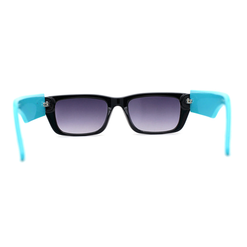 Womens Rectangle Mod Thick Arm Plastic Minimal Sunglasses