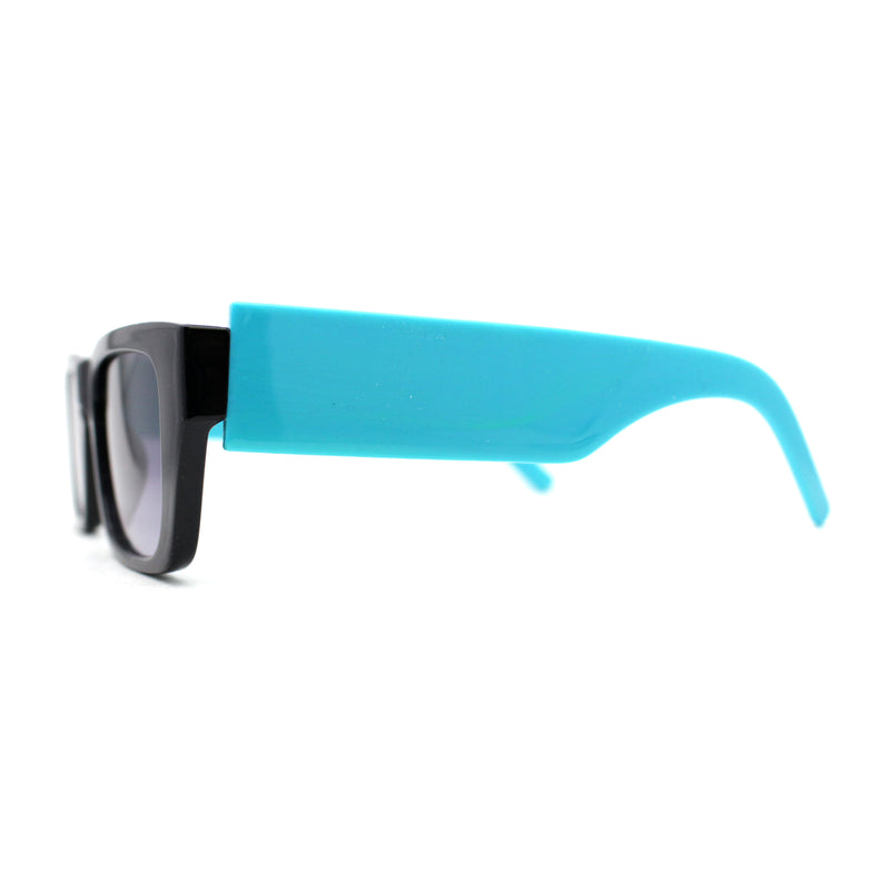 Womens Rectangle Mod Thick Arm Plastic Minimal Sunglasses