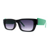 Womens Rectangle Mod Thick Arm Plastic Minimal Sunglasses