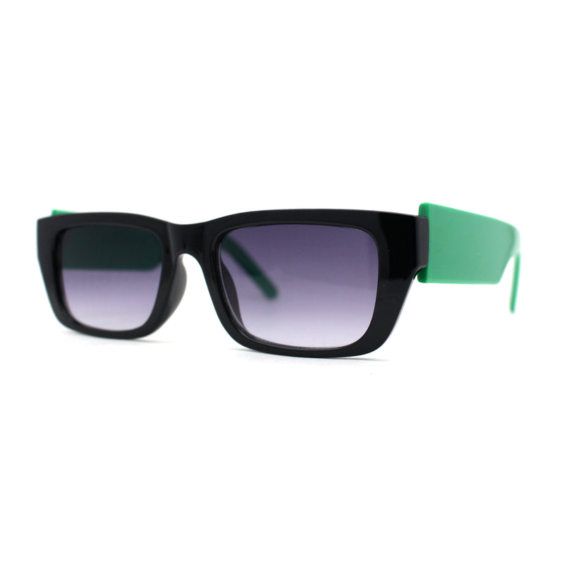 Womens Rectangle Mod Thick Arm Plastic Minimal Sunglasses