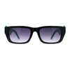 Womens Rectangle Mod Thick Arm Plastic Minimal Sunglasses