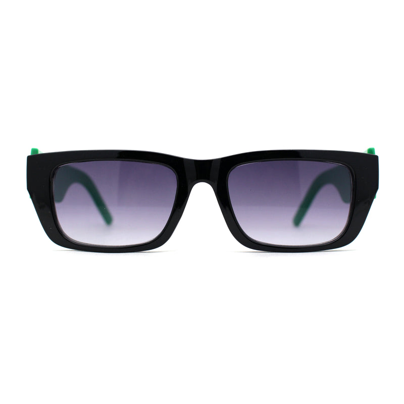 Womens Rectangle Mod Thick Arm Plastic Minimal Sunglasses