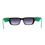 Womens Rectangle Mod Thick Arm Plastic Minimal Sunglasses