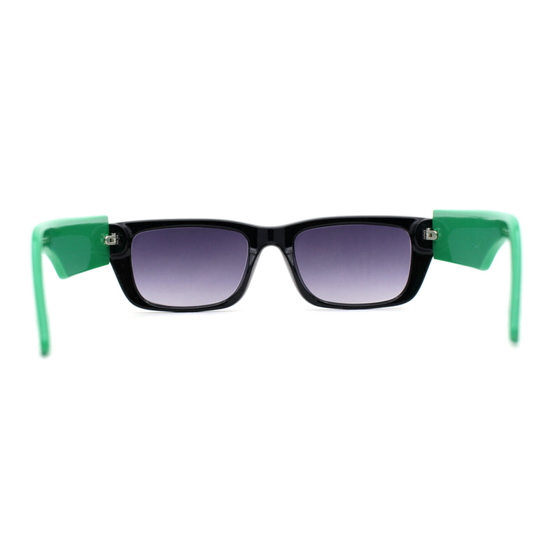 Womens Rectangle Mod Thick Arm Plastic Minimal Sunglasses