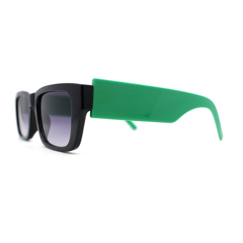 Womens Rectangle Mod Thick Arm Plastic Minimal Sunglasses