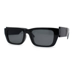 Womens Rectangle Mod Thick Arm Plastic Minimal Sunglasses
