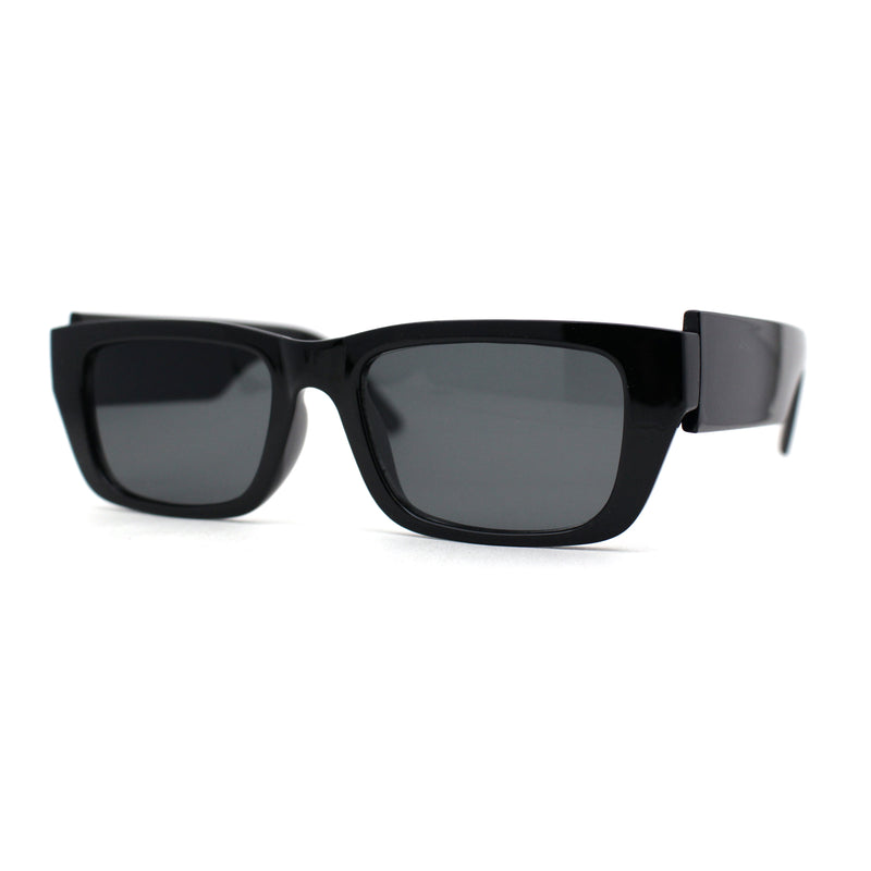 Womens Rectangle Mod Thick Arm Plastic Minimal Sunglasses