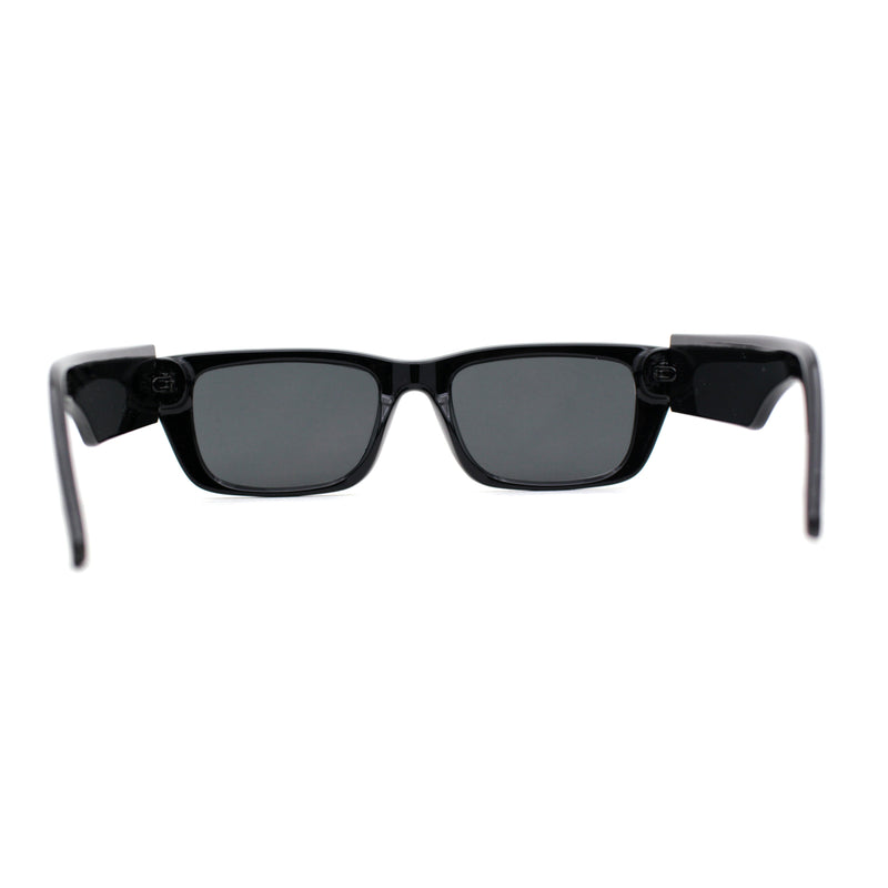 Womens Rectangle Mod Thick Arm Plastic Minimal Sunglasses