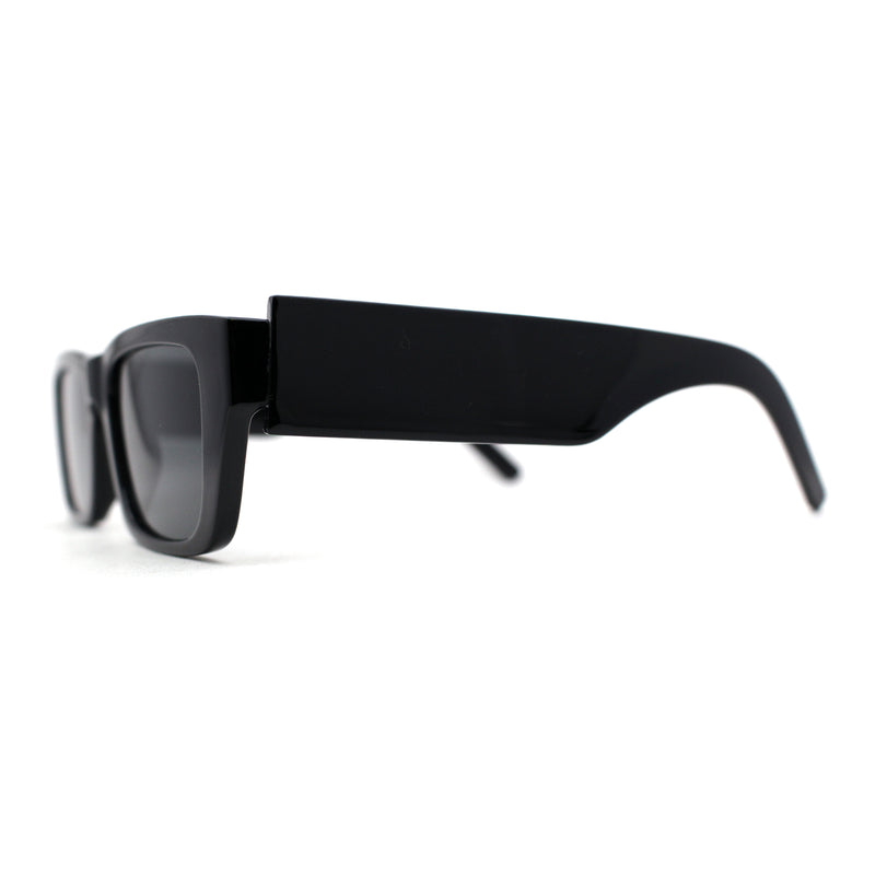 Womens Rectangle Mod Thick Arm Plastic Minimal Sunglasses