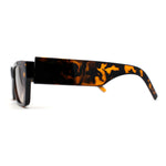 Womens Rectangle Mod Thick Arm Plastic Minimal Sunglasses