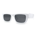 Womens Rectangle Mod Thick Arm Plastic Minimal Sunglasses