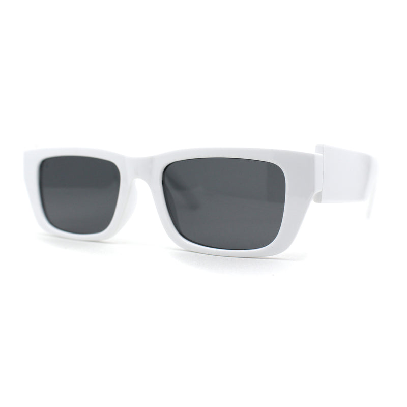Womens Rectangle Mod Thick Arm Plastic Minimal Sunglasses
