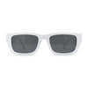 Womens Rectangle Mod Thick Arm Plastic Minimal Sunglasses