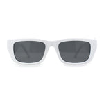 Womens Rectangle Mod Thick Arm Plastic Minimal Sunglasses