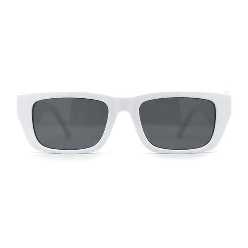 Womens Rectangle Mod Thick Arm Plastic Minimal Sunglasses