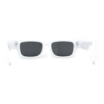Womens Rectangle Mod Thick Arm Plastic Minimal Sunglasses