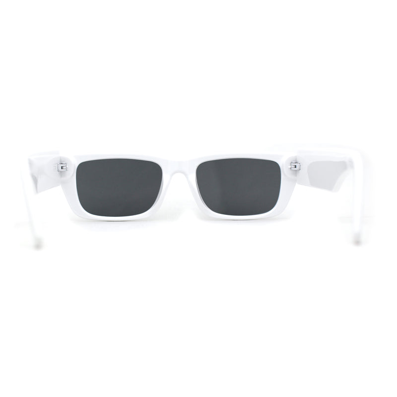 Womens Rectangle Mod Thick Arm Plastic Minimal Sunglasses