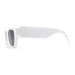 Womens Rectangle Mod Thick Arm Plastic Minimal Sunglasses