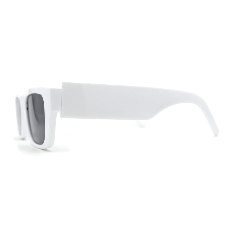 Womens Rectangle Mod Thick Arm Plastic Minimal Sunglasses