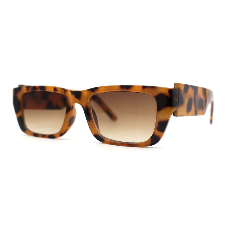 Womens Rectangle Mod Thick Arm Plastic Minimal Sunglasses