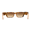 Womens Rectangle Mod Thick Arm Plastic Minimal Sunglasses