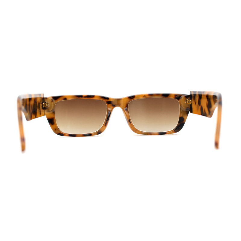 Womens Rectangle Mod Thick Arm Plastic Minimal Sunglasses