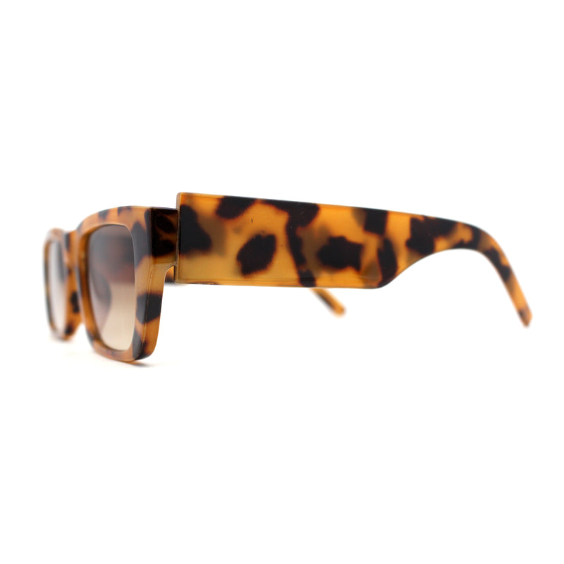 Womens Rectangle Mod Thick Arm Plastic Minimal Sunglasses